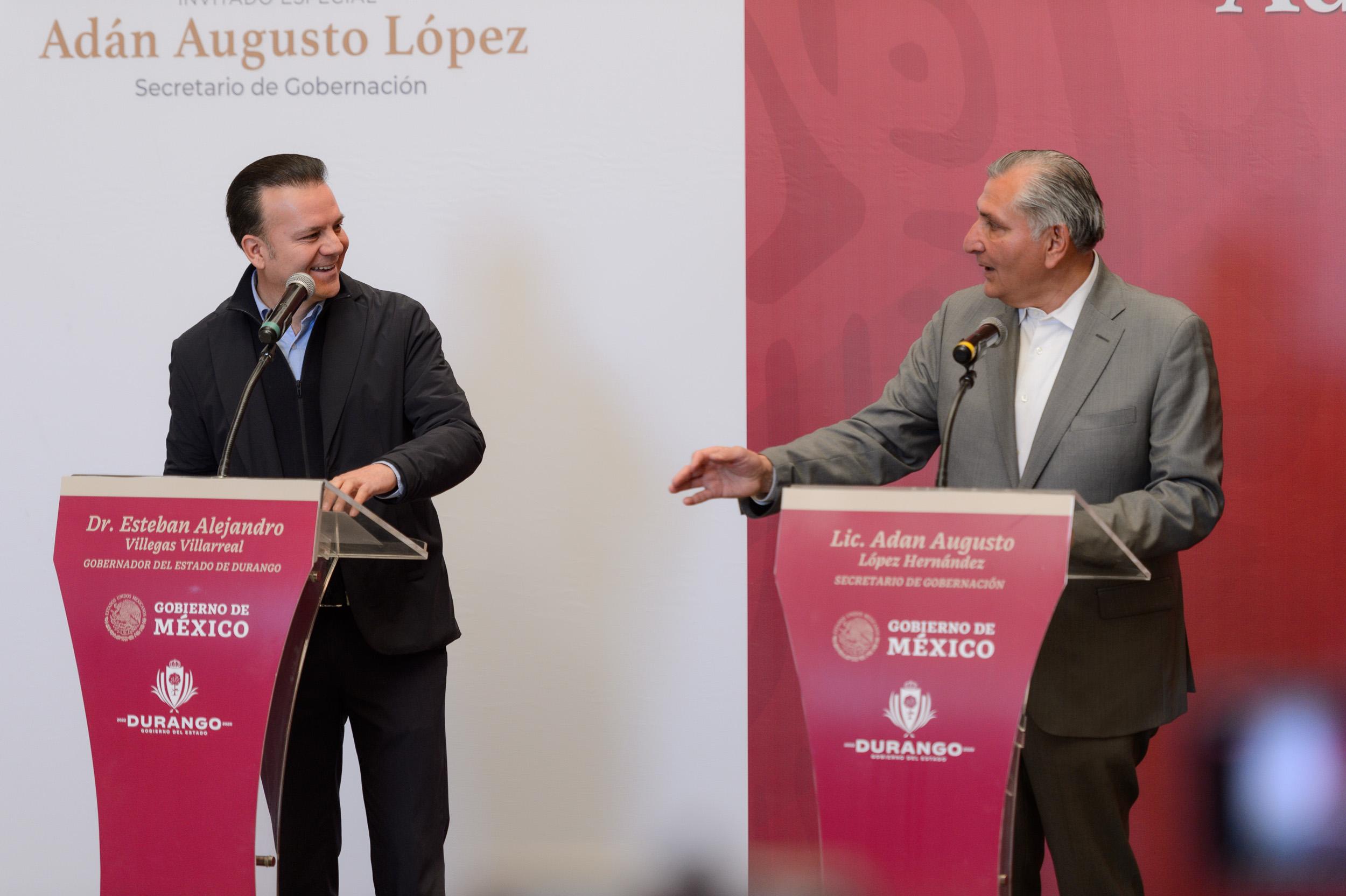 Esteban será el mejor gobernador de Durango; recibirá todo el apoyo del Gobierno Federal: Adán Augusto